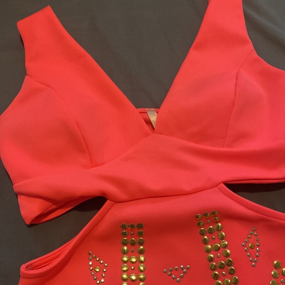 Neon Pink Cutout Dress - Picture 3 of 4